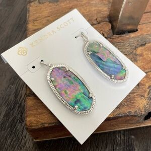 NWT Kendra Scott Elle Silver Drop Earrings in Lilac Abalone!